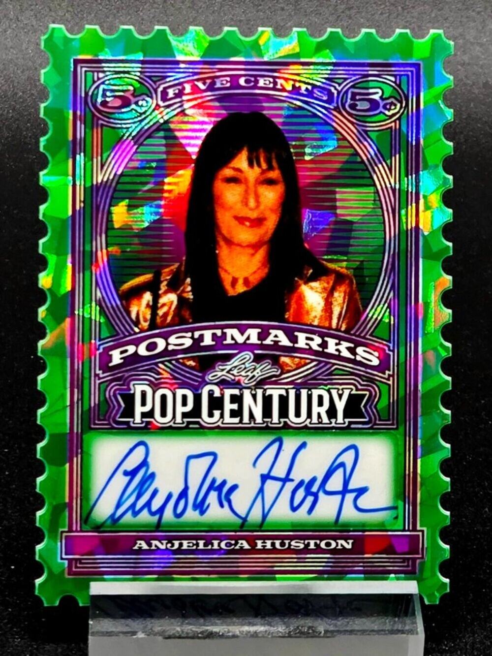 Angelica Huston Witches, Addams Family Auto 1/1 Postmarks Cracked Ice Autograph